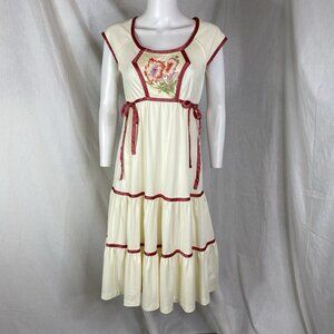 Jody T of California 70s Floral Dress Prairie Folk Hippy Boho S/M Renaissance
